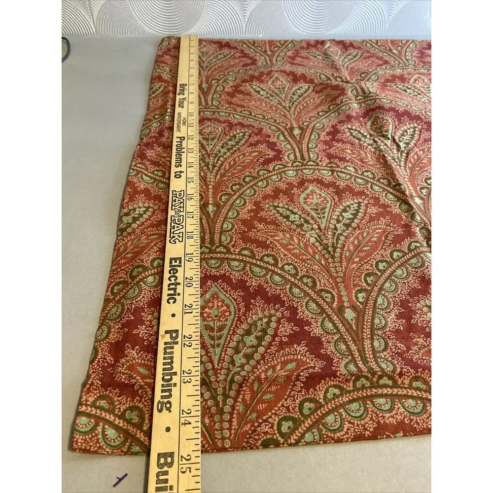Large Pottery Barn Paisley Pillow Cover Green Red Floral‎ Approx 30 X 25